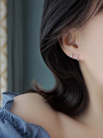 Anting Hoop Mini Lapis Emas 14K dengan Zirkonia - 1 Pasang | Anting Huggie & Cartilage - 我的商店