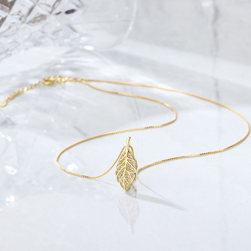 Grosir Kalung Daun Baja Tahan Karat untuk Wanita – Liontin Emas, Rantai Elegan, Aksesoris Perhiasan - 我的商店