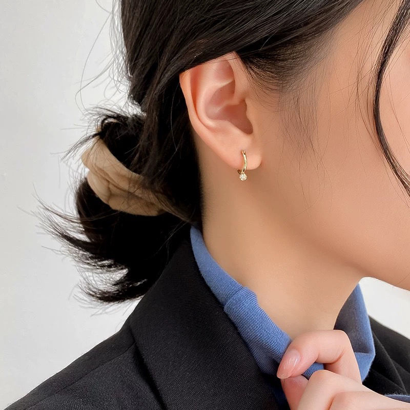Anting Berlian Wanita - Emas Hypoallergenic Gantung, Aksesoris Mewah & Aman untuk Kulit - 我的商店
