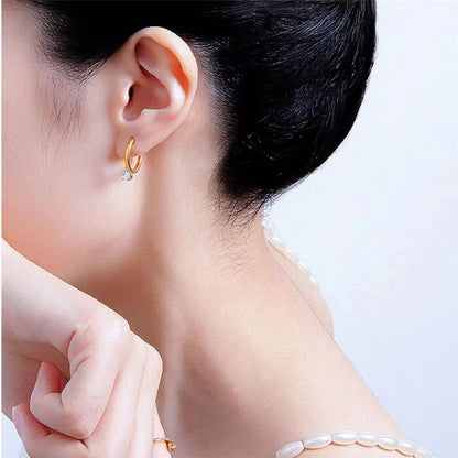 Anting Berlian Wanita - Emas Hypoallergenic Gantung, Aksesoris Mewah & Aman untuk Kulit - 我的商店
