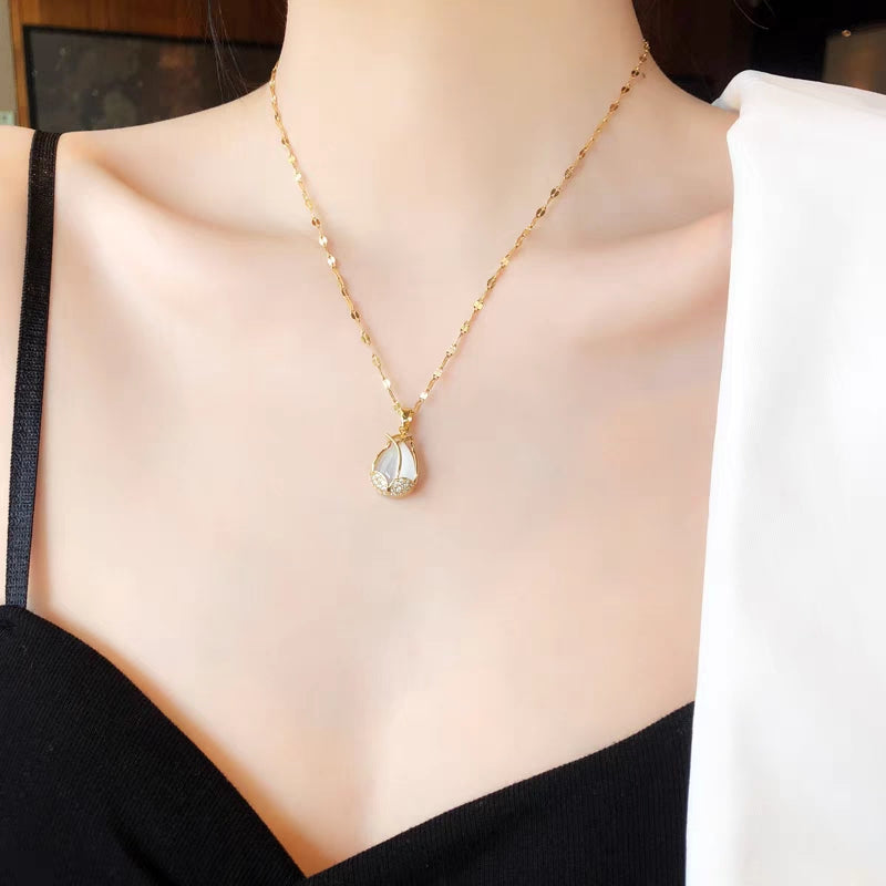 Kalung Bunga Tulip Wanita - Liontin Emas Anti Kusam dengan Rantai Elegan - 我的商店