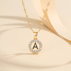 Kalung Alfabet A-Z Liontin Berlian Alfabet Fashion - Kalung Anti Karat Inisial Nama