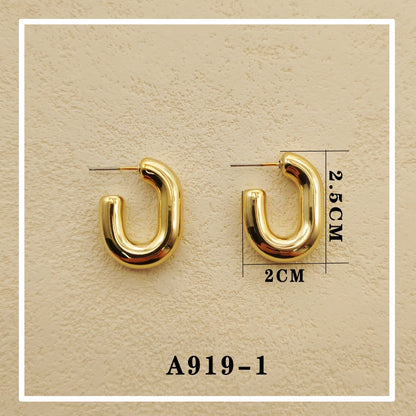 Anting hijab setengah bulat anting titanium  steel perhiasan anting sederhana - 我的商店