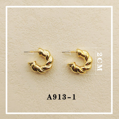 Anting hijab setengah bulat anting titanium  steel perhiasan anting sederhana - 我的商店