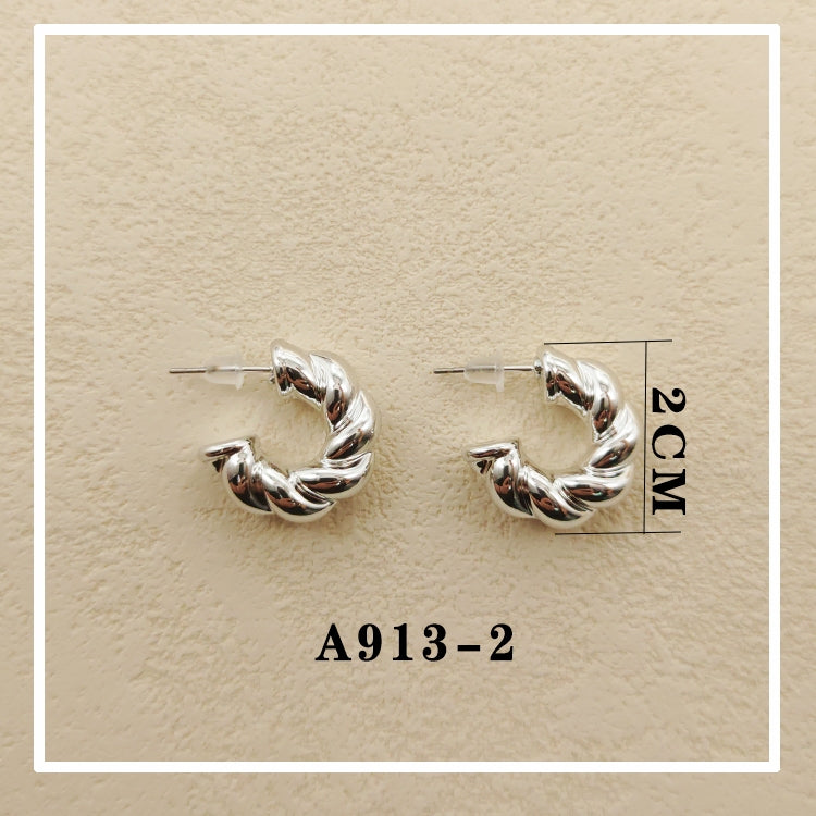 Anting hijab setengah bulat anting titanium  steel perhiasan anting sederhana - 我的商店