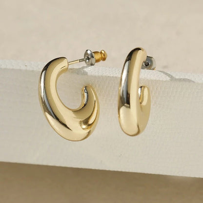 Anting hijab setengah bulat anting titanium  steel perhiasan anting sederhana - 我的商店