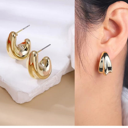 Anting hijab setengah bulat anting titanium  steel perhiasan anting sederhana - 我的商店