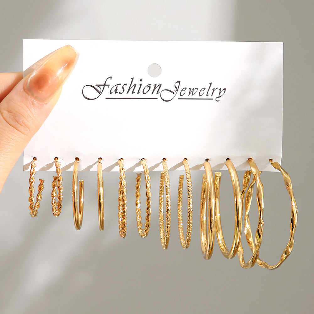 Set 6 Anting Wanita Elegan – Hoop Kotak, Mutiara & Hati Warna Emas & Perak perhiasandirect