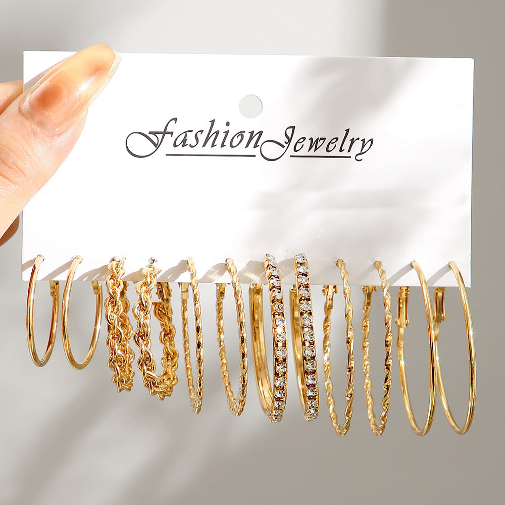 Set 6 Anting Wanita Elegan – Hoop Kotak, Mutiara & Hati Warna Emas & Perak perhiasandirect