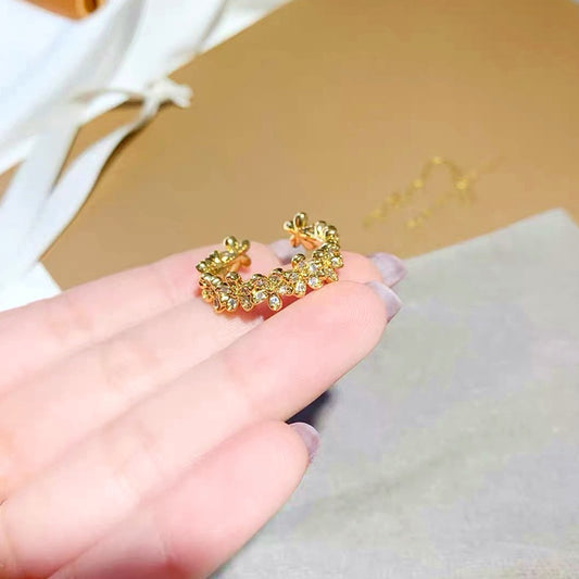 Cincin Wanita Bunga Adjustable Vintage - Emas, Elegan & Cocok untuk Hadiah! - 我的商店