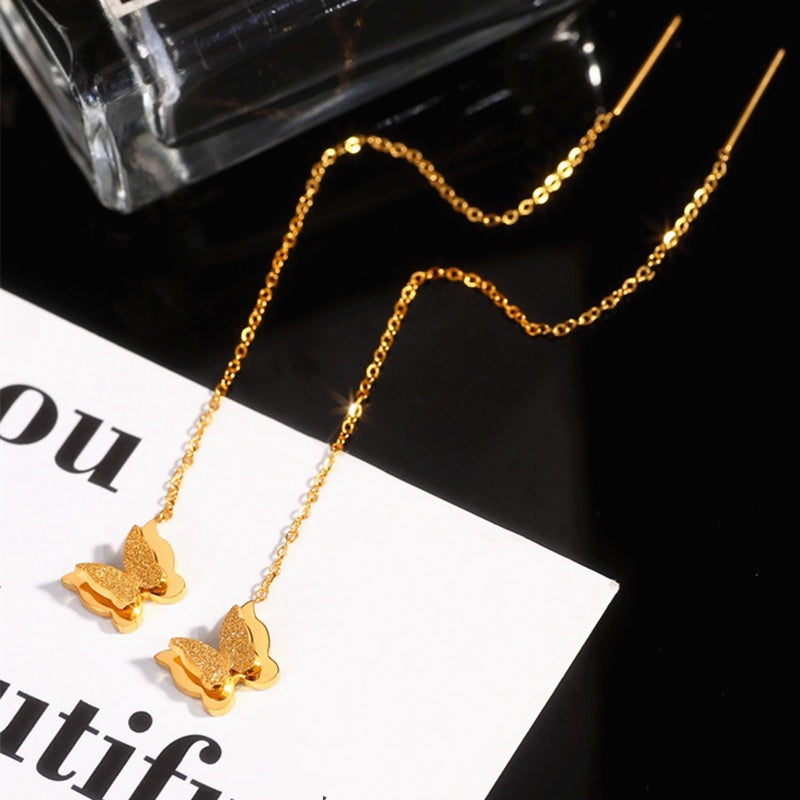 Anting Kupu-Kupu untuk Wanita - Hikaw Emas Stainless Steel Anti Pudar | Perhiasan Hadiah Elegan - 我的商店