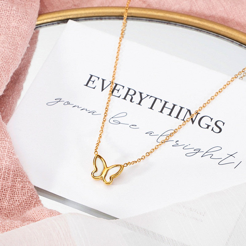 Kalung Kupu-Kupu Emas untuk Wanita – Perhiasan Choker Vintage Titanium Gaya Korea - 我的商店