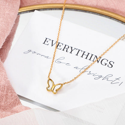 Kalung Kupu-Kupu Emas untuk Wanita – Perhiasan Choker Vintage Titanium Gaya Korea - 我的商店