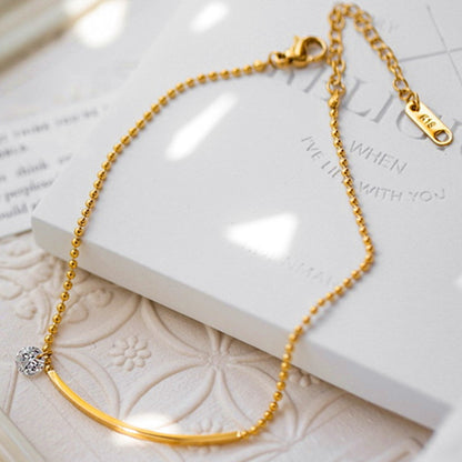 Gelang Kaki "Smile" Wanita - Rantai Emas dengan Zirconia Anti Pudar - 我的商店