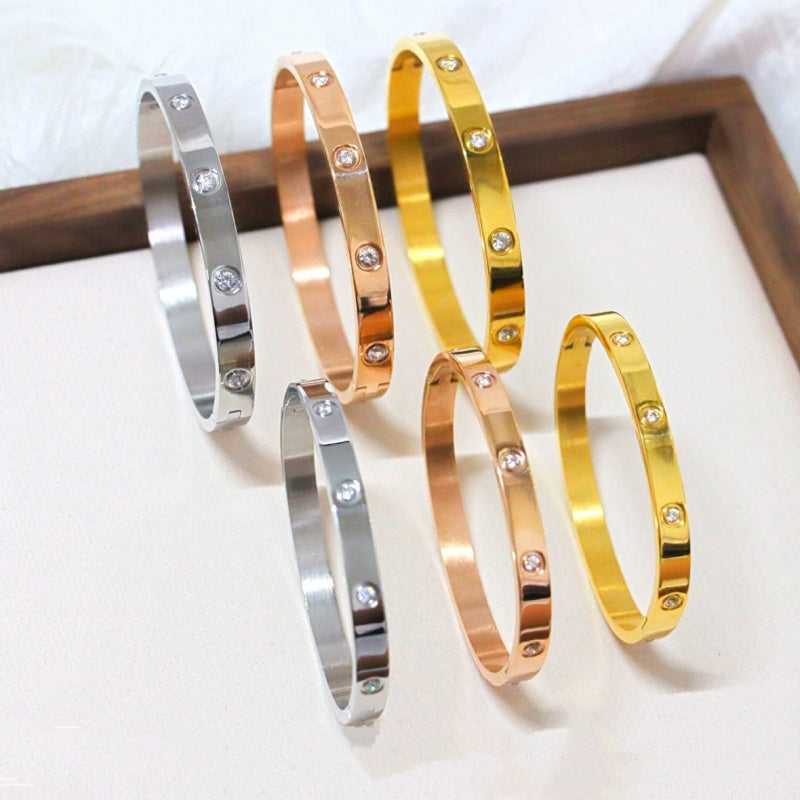 Gelang Titanium Embos Permata Aksesiris wanita trending elegan,Grosir Harga Terbaik - 我的商店