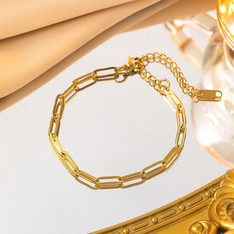 Gosir Gelang Wanita Lapis Emas 18K - Stainless Steel, Elegan & Cocok untuk Hadiah Ulang Tahun! - 我的商店