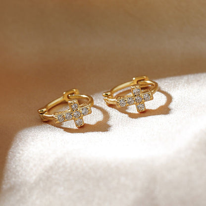 Anting Hoop Mini Zircon Berlapis Emas 14K – Perhiasan Zirconia Kubik untuk Piercing & Huggie - 我的商店
