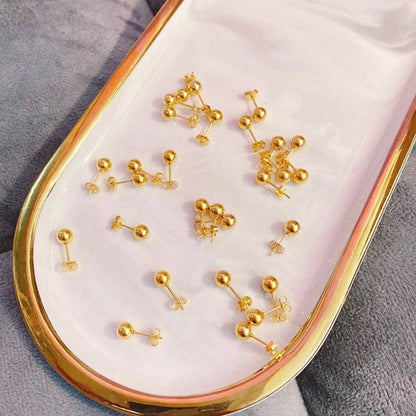 Anting Titanium Bola Gold Trending Elegan Korea Fashio Style - 我的商店