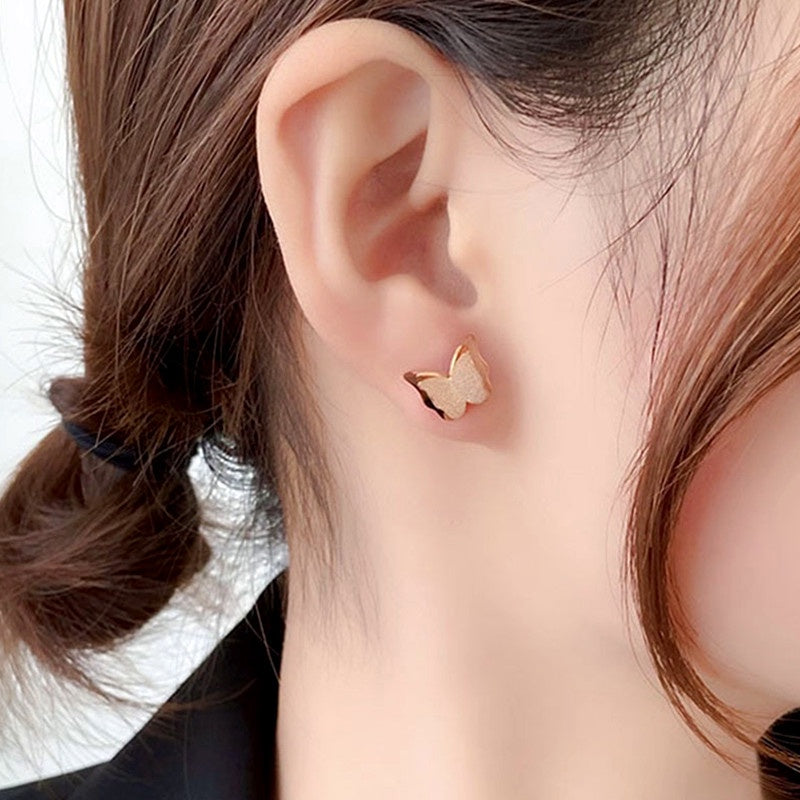 Anting Kupu-Kupu untuk Wanita - Hikaw Emas Stainless Steel Anti Pudar | Perhiasan Hadiah Elegan - 我的商店