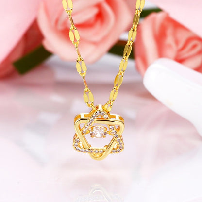 Kalung Rantai Bintang untuk Wanita - Pendant Stainless Steel Emas Vintage | Choker Perhiasan Elegan - 我的商店