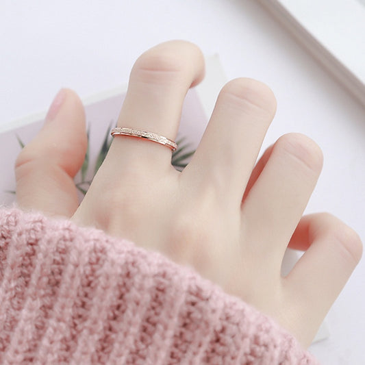 Cincin Wanita Classic Matte Frosted Sederhana - 18k Rose Gold & Stainless Steel | Perhiasan Pasangan Fashion Elegan - 我的商店