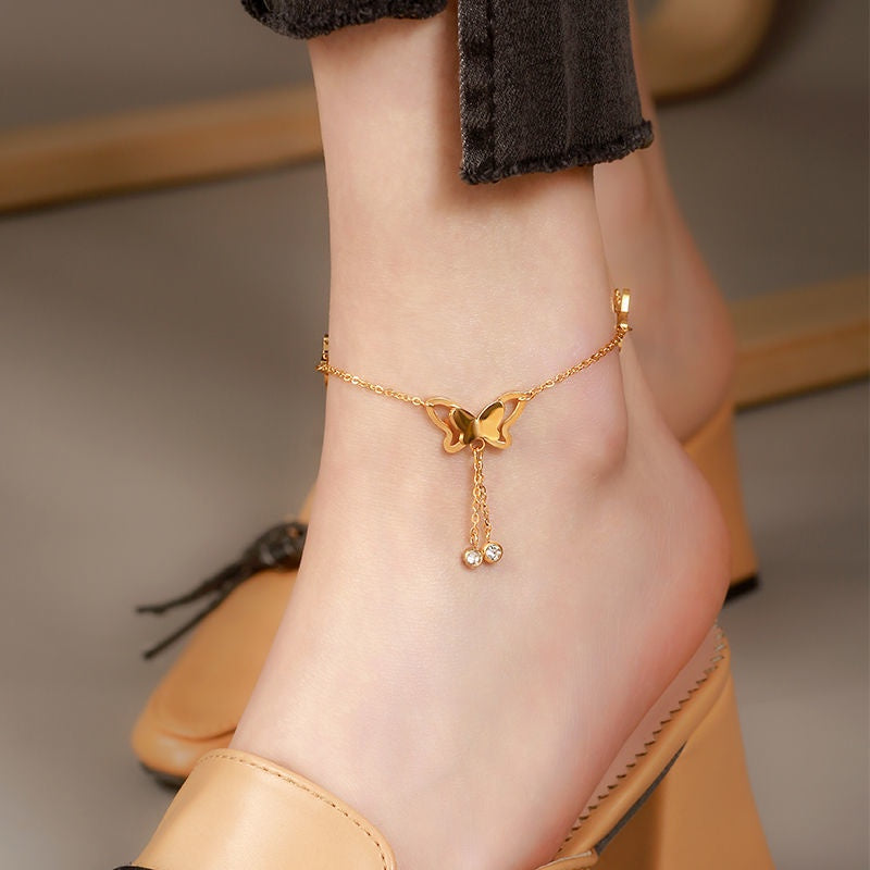 Gelang Kaki Wanita Vintage Liontin Hati - Stainless Steel, Tidak Kusam & Tidak Pudar, Elegan & Awet! - 我的商店