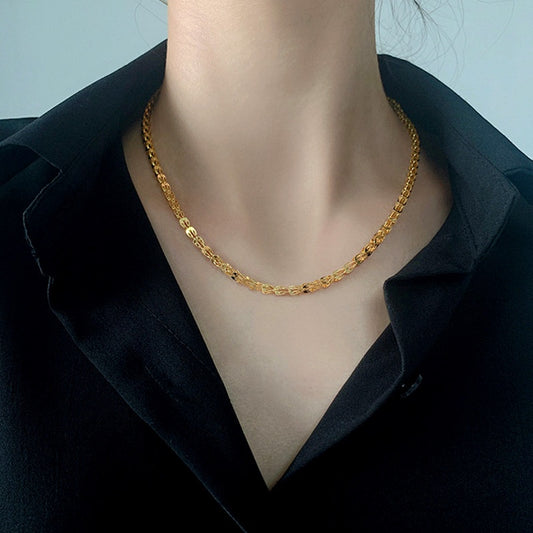Kalung Choker Wanita Phoenix Tail - Stainless Steel Lapis Emas, Elegan & Cocok untuk Hadiah! - 我的商店