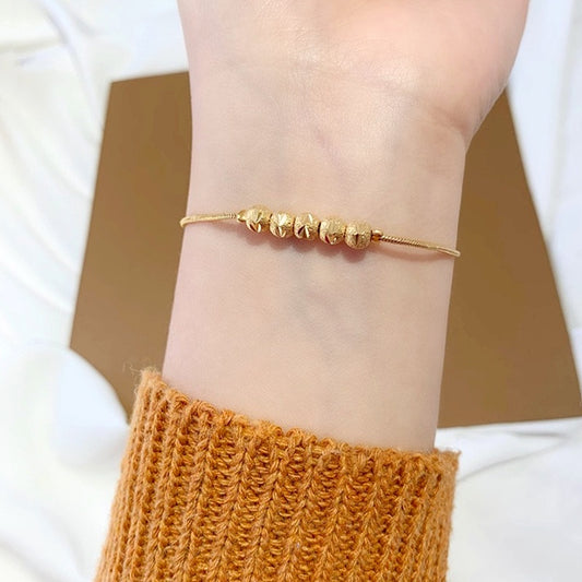 Gelang FU Pembawa Keberuntungan Wanita - Rantai Emas Stainless Steel Anti Kusam - 我的商店
