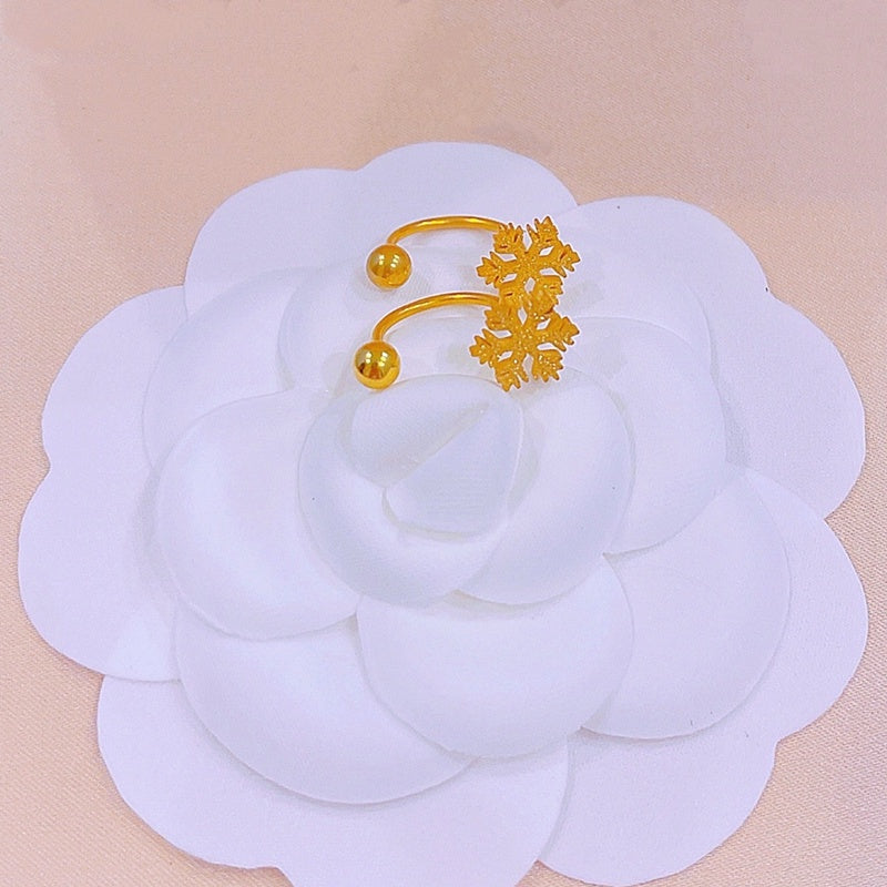 Anting Salju Emas untuk Wanita – Perhiasan Stainless Steel Hipoalergenik - 我的商店