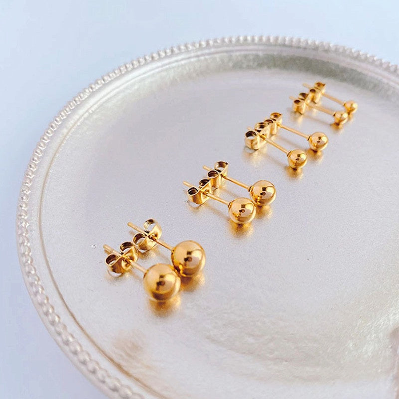 Anting Titanium Bola Gold Trending Elegan Korea Fashio Style - 我的商店
