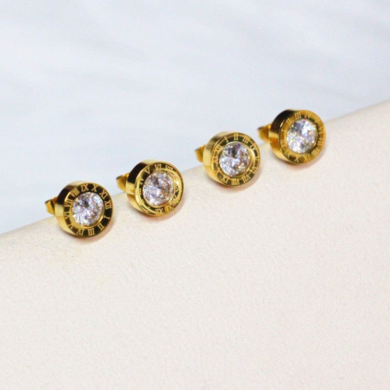 Anting Zirconia Wanita - Stainless Steel Hypoallergenic, Tidak Mudah Pudar & Elegan - 我的商店