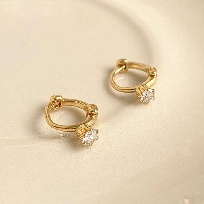 Anting Hoop Mini Zircon Berlapis Emas 14K – Perhiasan Zirconia Kubik untuk Piercing & Huggie - 我的商店