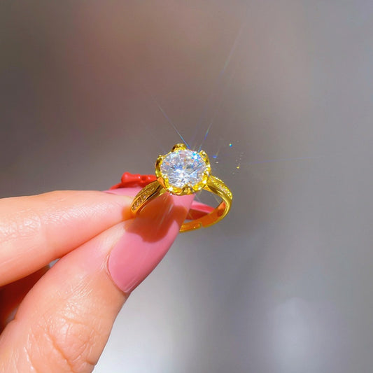 Grosir Cincin Bunga Adjustable untuk Wanita – Cincin Emas Berlian, Aksesoris Perhiasan Mewah - 我的商店