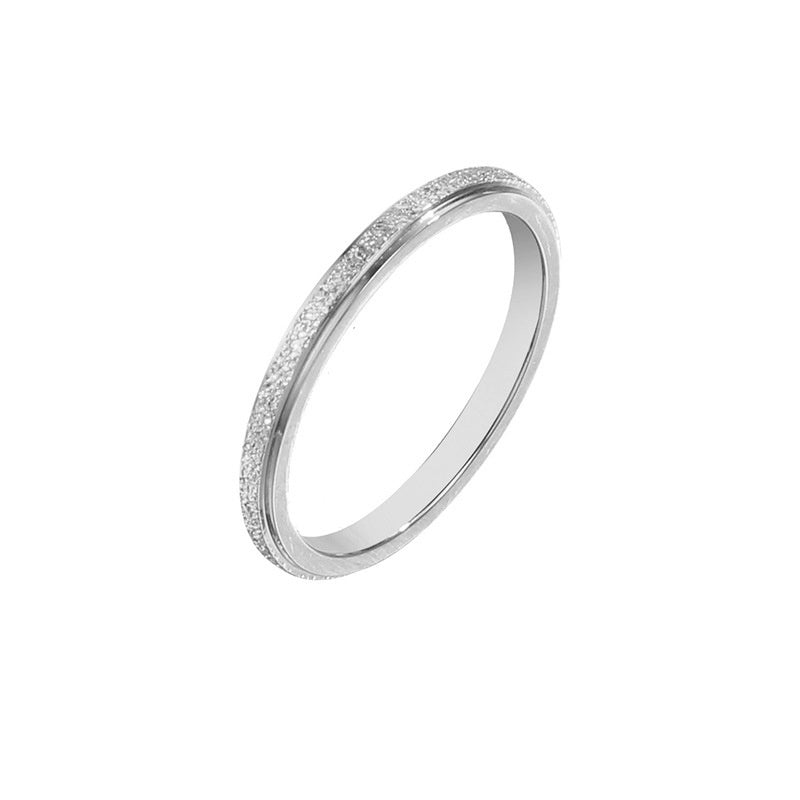 Cincin Wanita Classic Matte Frosted Sederhana - 18k Rose Gold & Stainless Steel | Perhiasan Pasangan Fashion Elegan - 我的商店