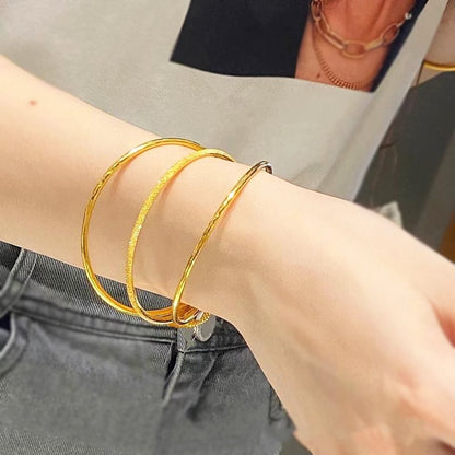 Set Gelang Bangle Emas 3 Pcs untuk Wanita – Perhiasan Stainless Steel Elegan, Hipoalergenik & Anti Luntur - 我的商店