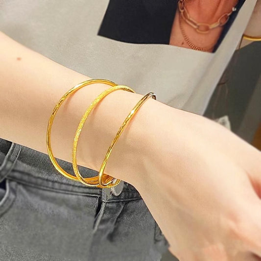Set Gelang Bangle Minimalis untuk Wanita - 18k Emas & Stainless Steel Anti Pudar | Aksesoris Fashion Elegan - 我的商店