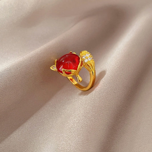 Cincin Berlian Adjustable untuk Wanita - Singsing Emas dengan Kotak Perhiasan | Aksesoris Elegan - 我的商店