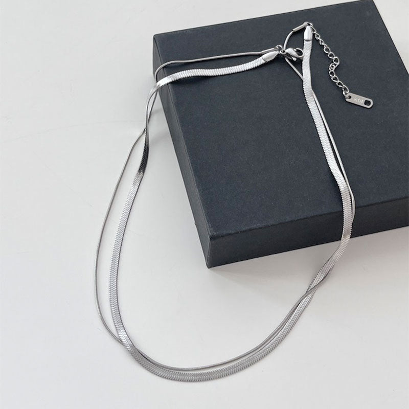 Kalung Wanita Double Layer Lapis Emas 18K - Stainless Steel, Elegan & Cocok untuk Prom dan Sehari-hari! - 我的商店