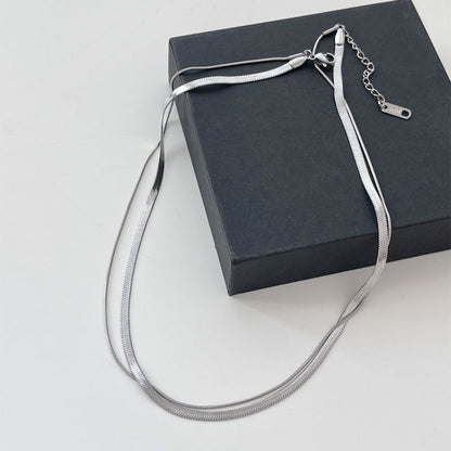Kalung Wanita Double Layer Lapis Emas 18K - Stainless Steel, Elegan & Cocok untuk Prom dan Sehari-hari! - 我的商店