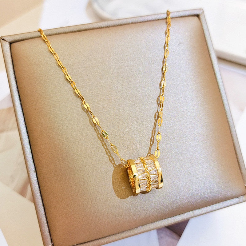 Kalung Wanita Klasik - Rantai Emas Stainless Steel dengan Liontim Elegan - 我的商店