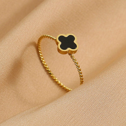 Kalung Four-leaf Clover  Liontin Berlian - Baja Titanium berlapis emas, tidak kusam, elegan dan modis! 我的商店