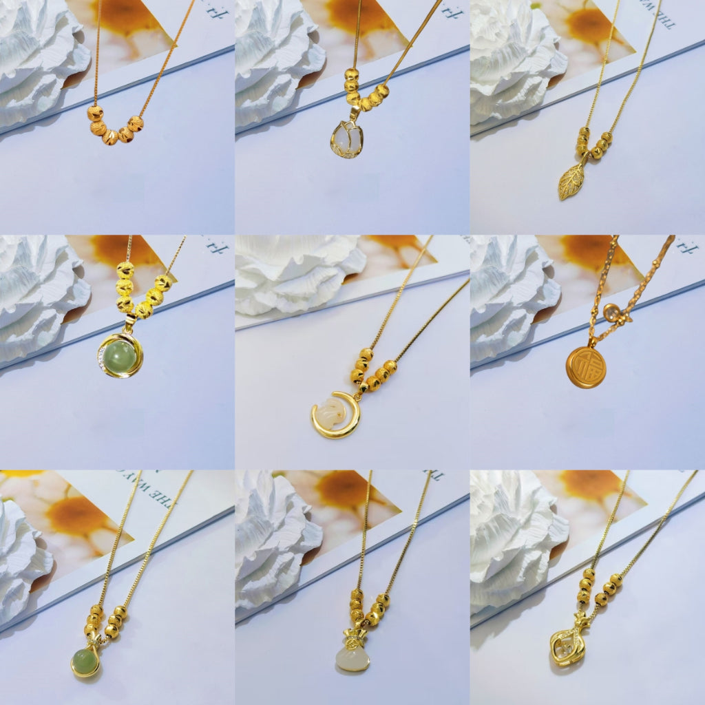 Kalung Lucky Pendant Titanium Steel untuk Wanita - Rantai Anti Pudar | Choker Perhiasan Hadiah Elegan - 我的商店
