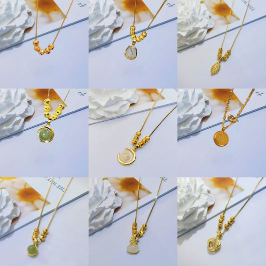 Kalung Lucky Pendant Titanium Steel untuk Wanita - Rantai Anti Pudar | Choker Perhiasan Hadiah Elegan - 我的商店