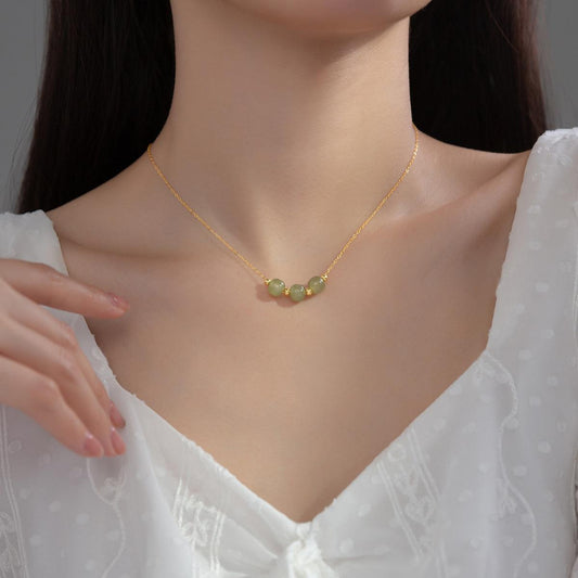 Kalung Giok Emas 18K untuk Wanita – Liontin Rantai Baja Tahan Karat, Perhiasan Elegan, Hadiah untuk Sahabat - 我的商店