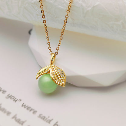 Kalung Giok Emas 18K untuk Wanita – Liontin Rantai Baja Tahan Karat, Perhiasan Elegan, Hadiah untuk Sahabat - 我的商店