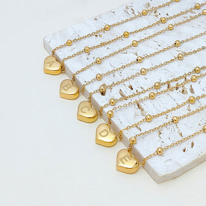 Liontin Titanium A-Z,26 letter necklace rantai leher titanium nama sendiri 26 letters love chain anti karat - 我的商店