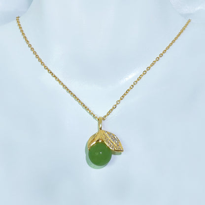 Kalung Giok Emas 18K untuk Wanita – Liontin Rantai Baja Tahan Karat, Perhiasan Elegan, Hadiah untuk Sahabat - 我的商店