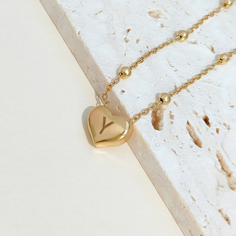 Liontin Titanium A-Z,26 letter necklace rantai leher titanium nama sendiri 26 letters love chain anti karat - 我的商店