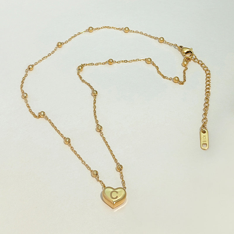 Liontin Titanium A-Z,26 letter necklace rantai leher titanium nama sendiri 26 letters love chain anti karat - 我的商店