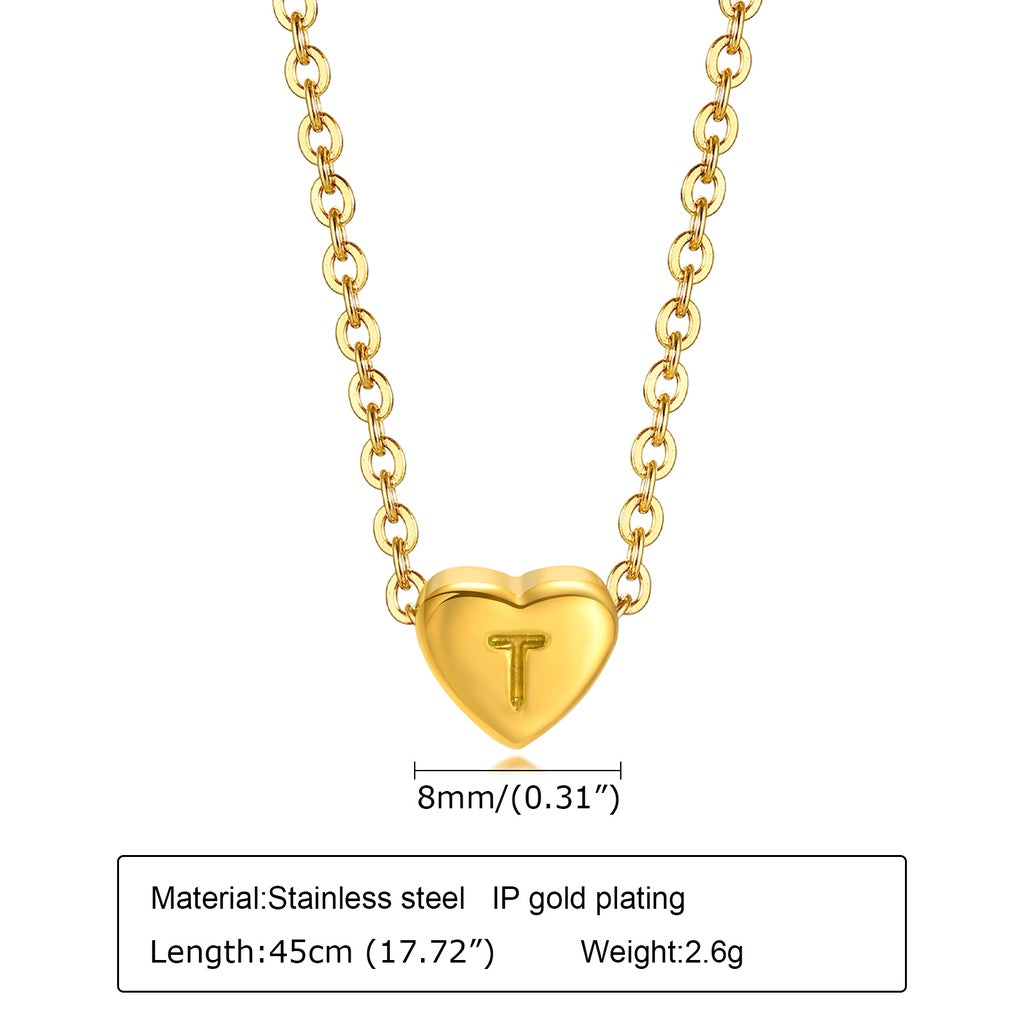 Liontin Titanium A-Z,26 letter necklace rantai leher titanium nama sendiri 26 letters love chain anti karat - 我的商店